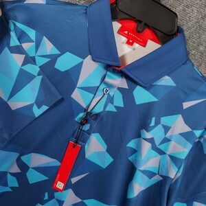 Redvanly Bond Polo Shirt Mens Medium Mazarine Blue Geometric‎ Golf
